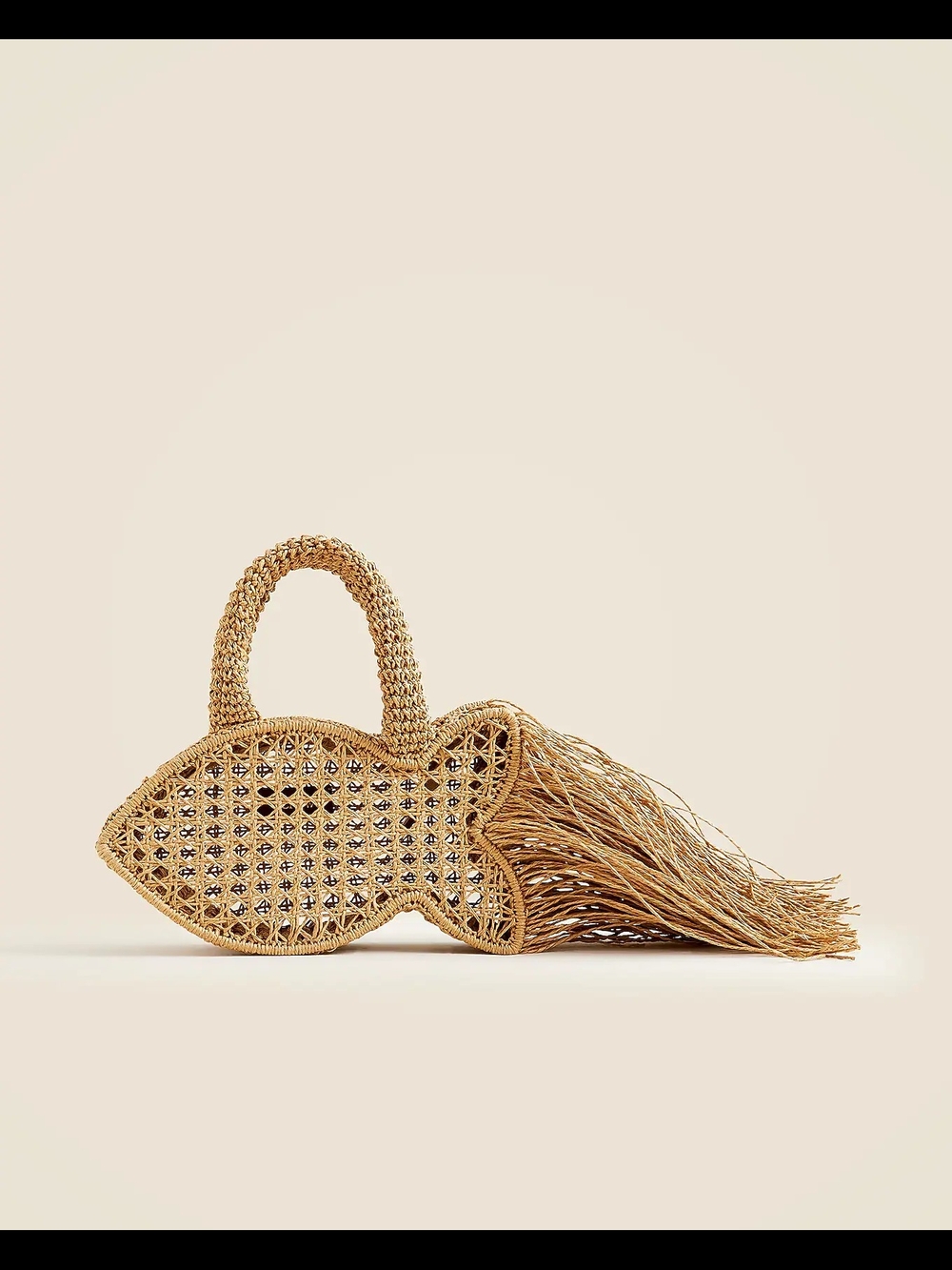 NWT J. Crew Woven Fish-Shaped Fringe Handbag - Raffia - Picture 4 of 7